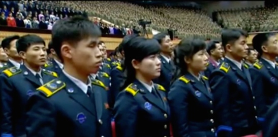 Members of the DPRK National Aerospace Development Agency attend the central report meeting (Photo: KCTV screen grab).